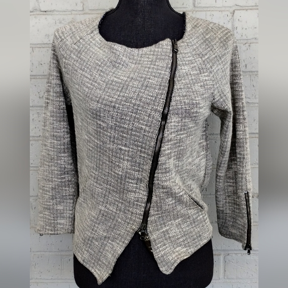 NWT SUNO Grey & Black Silk & Wool Designer Jacket Size XS - Picture 2 of 8